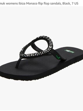 Sanuk Black Embellished Loop-Top Women's Sandals
